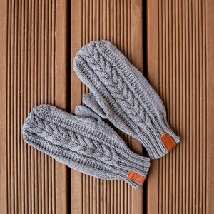 Knit mittens for men, Men&#39;s convertible mittens, Mens fingerless gloves, Cable knitted wool mittens, Mens stocking stuffer, Gift for him