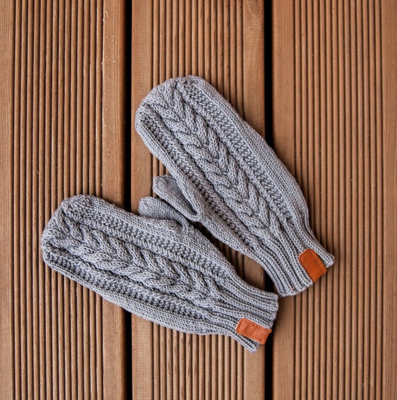 Knit Mittens for Men, Men's Convertible Mittens, Mens Fingerless