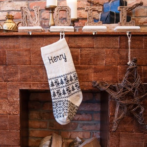 Personalized Christmas stockings, gray Christmas Stockings, Custom knit family stockings, Home xmas decor, Vintage holidays image 6