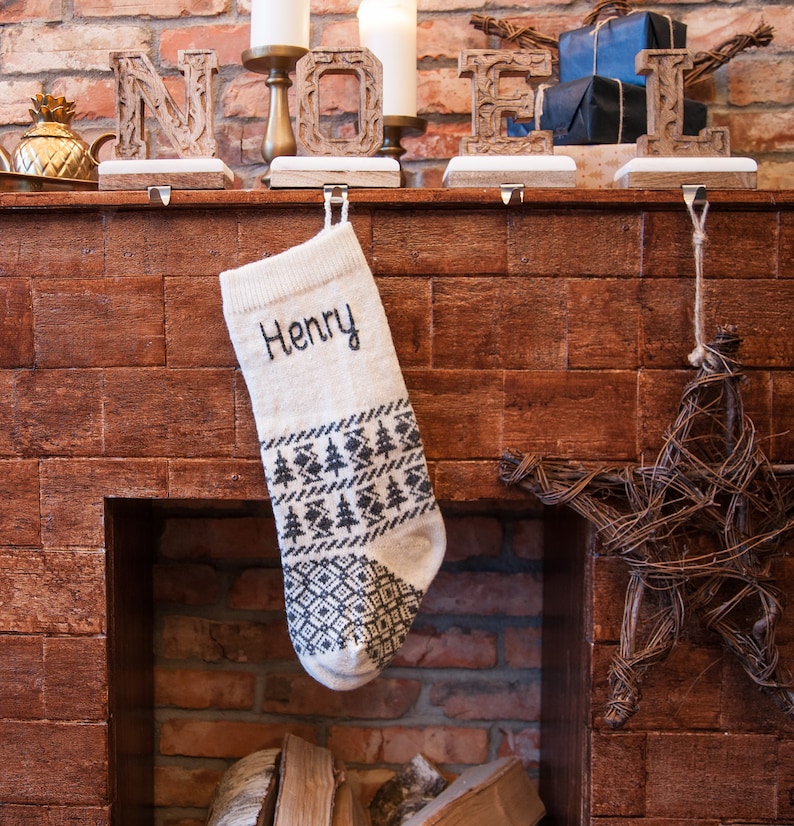 Personalized Christmas stockings, gray Christmas Stockings, Custom knit family stockings, Home xmas decor, Vintage holidays image 6