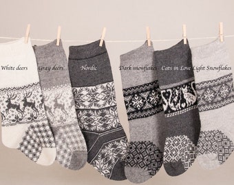 Personalized Christmas stockings, gray Christmas Stockings, Custom knit family stockings, Home xmas decor, Vintage holidays