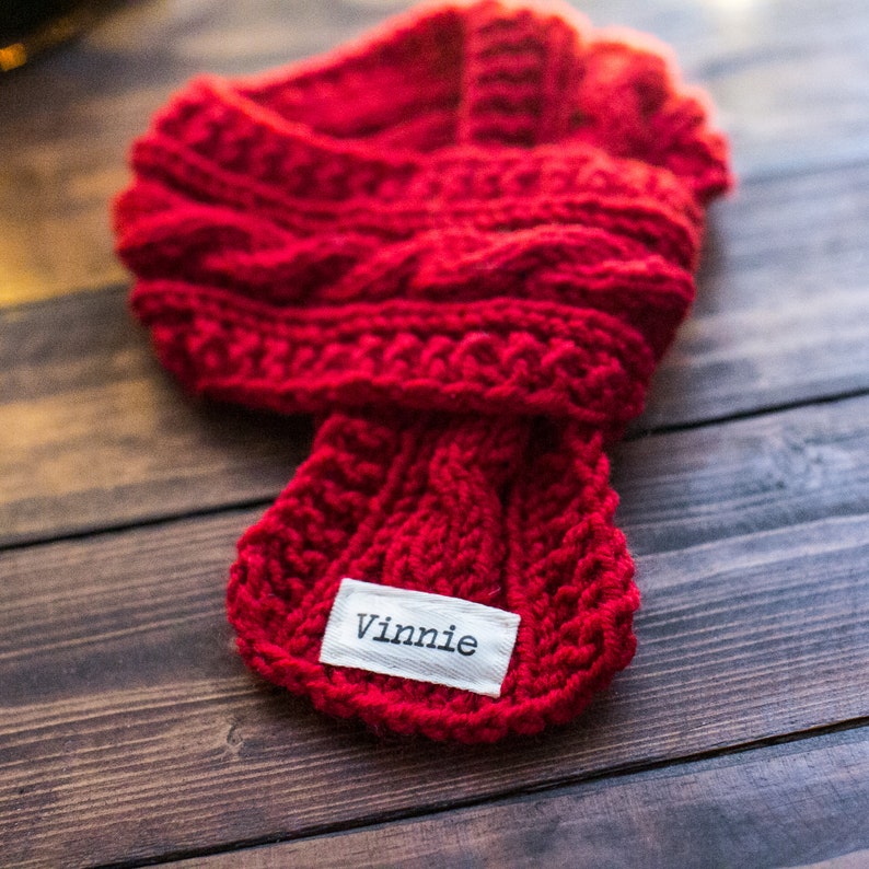 Personalized Pet Scarf Custom Name Knit Dog Scarf Dogs Neck Etsy