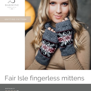 Fair Isle Schneeflocke Armstulpen Strickanleitung, Norwegische Handarbeit Handschuhe, Skandinavische Handschuhe