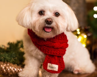 Foulard personnalisé pour animaux de compagnie, Nom personnalisé écharpe pour chien tricoté, chauffe-cou pour chien, bas de Noël pour chien, foulard pour chat, Cadeau pour chiens, Étiquette nominative