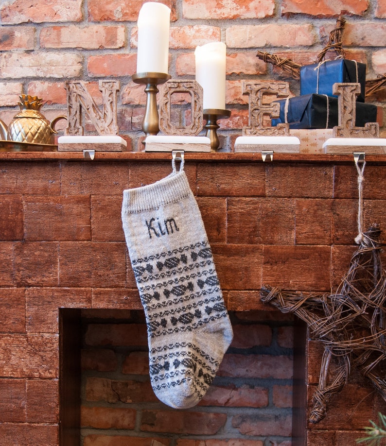 Personalized Christmas stockings, gray Christmas Stockings, Custom knit family stockings, Home xmas decor, Vintage holidays image 7