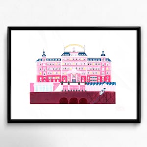 Grand Budapest Hotel Art Print | Wes Anderson Print | Movie Architecture | Pop Culture Wall Art | Architectural Decor | Movie Lovers Gift