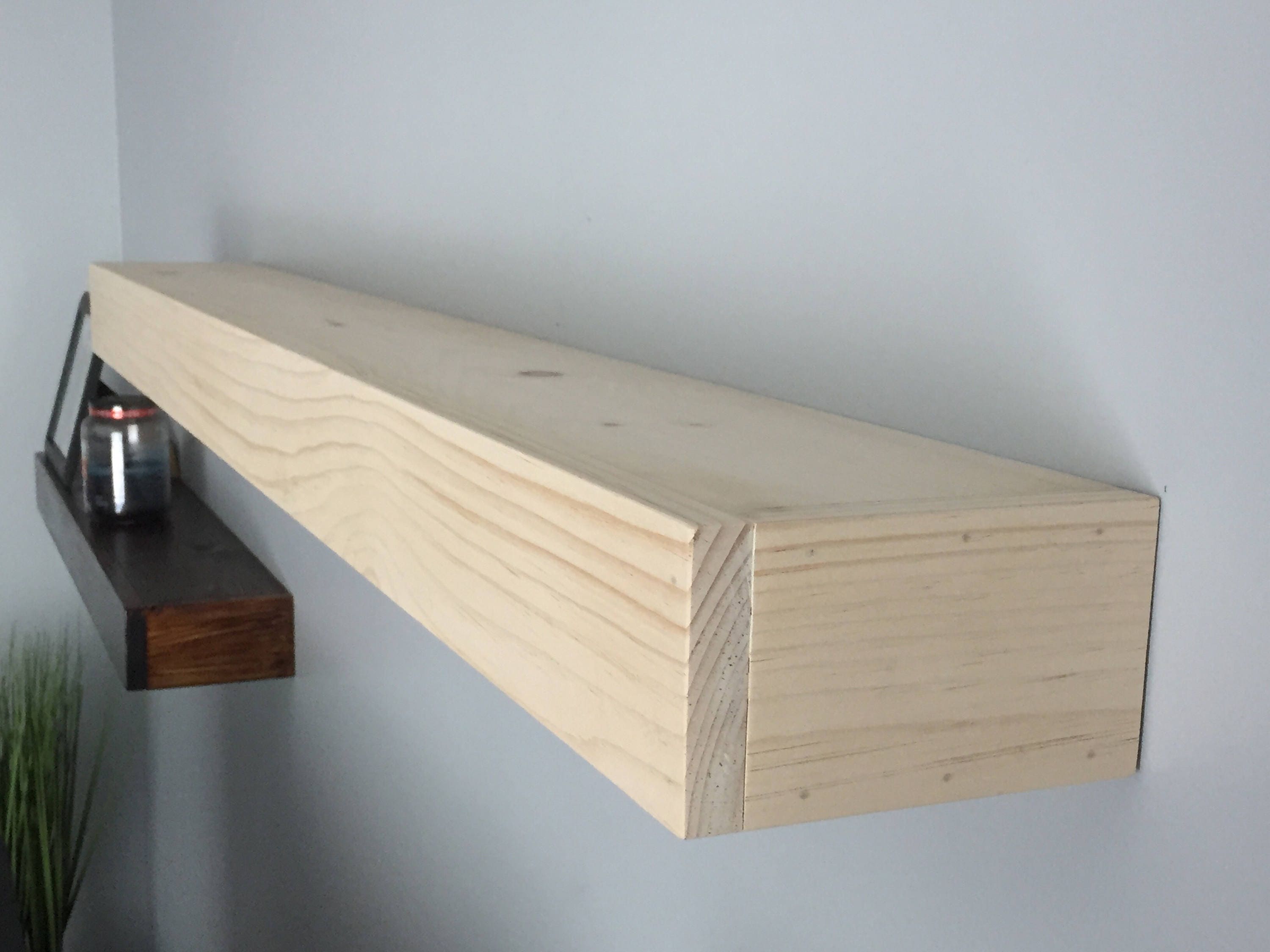 Unfinished Floating Shelf Sturdy Wood Shelves Fireplace Etsy