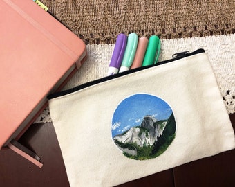 Hand Painted Canvas Zipper Pouch