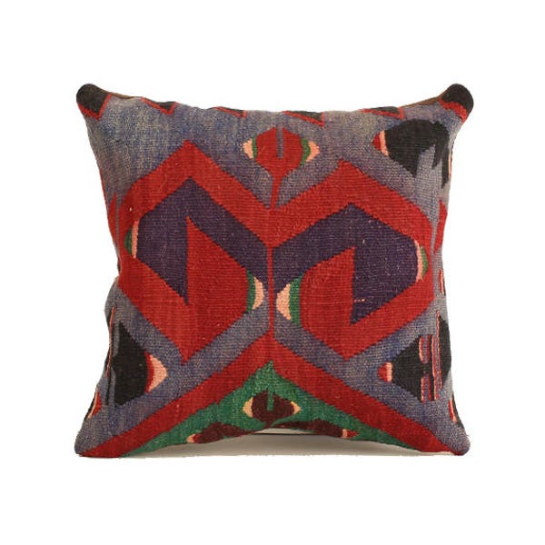 16x16 Kilim Sofa Pillow Accent Pillow Rustic Pillows Throw Pillows Couch Pillows Sofa Boho Pillow Bohemian Pillow Home Decor r126