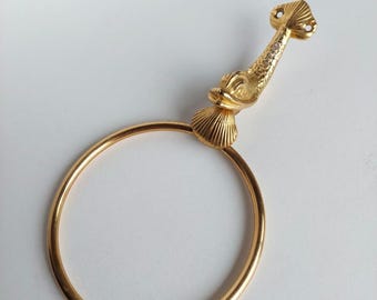 Vintage handdoekring LAN-BAR dolfijnserie/Franse badkameraccessoires uit de jaren 60