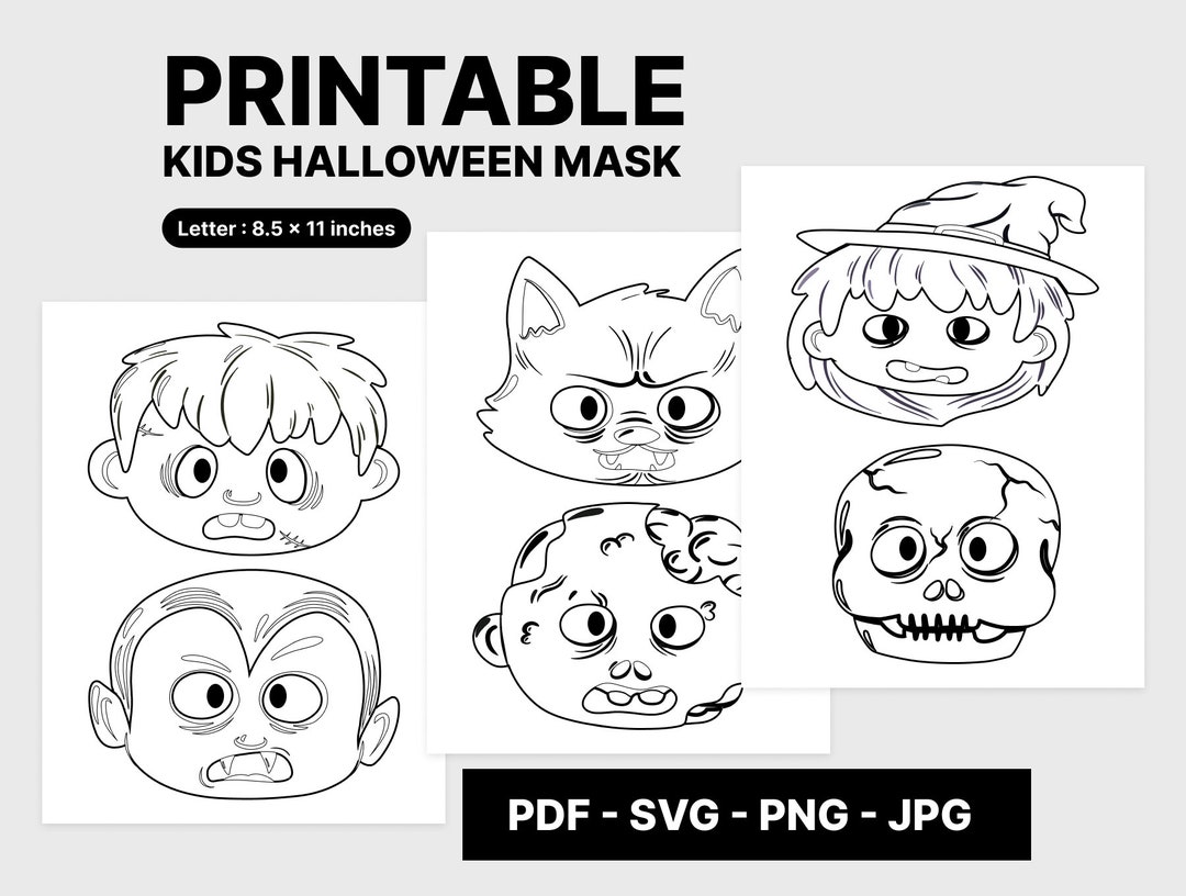 Halloween Printable Kids Mask for Monster Party - Etsy