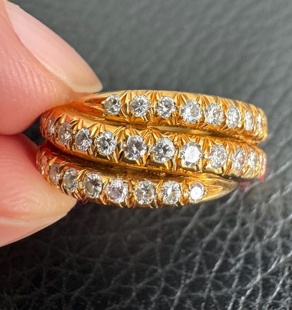 18k yellow gold diamond ring size 7 - image 1