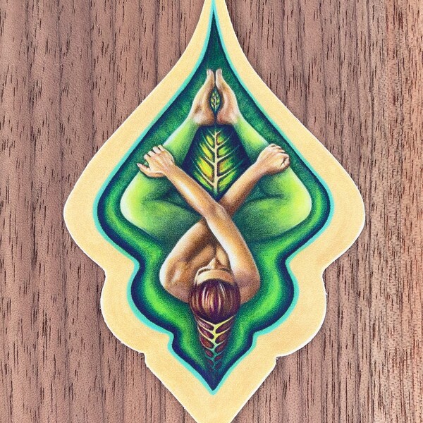 Earth Goddess Vinyl Sticker - Forest Yoga Meditation Art Forest Lover Sticker Nature Woodland Sticker Yoga Boho Leaf Sticker Spiritual