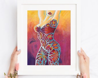 Floral Woman Art Print, Divine Feminine Giclée Print