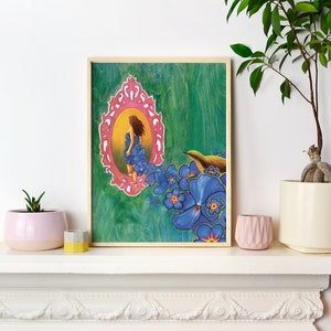 Floral Feminine Print Feminine Spiritual Art Feminine Art Print Earth Goddess Print Mother Earth Wall Art Whimsical Feminine Art Floral