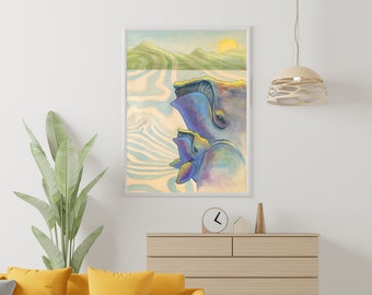 Humpback Whale Watercolor Art Print, Nautical Wall Decor