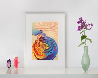 Chakra Goddess Art Print, Rainbow Divine Feminine Giclee