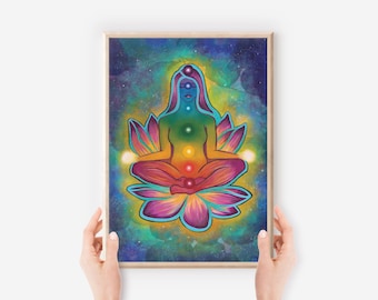 Chakra Art Print, Harmony Meditation Artwork, Giclee Matte Paper