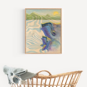 Nursery Watercolor Whale Print Humpback Whale Print Watercolour Whale Art Abstract Whale Print Ocean Whale Print Sea Life Painting Print