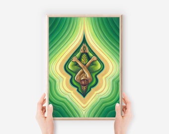 Rebirth Giclee Print: Spiritual Yoga Art, Earth Goddess