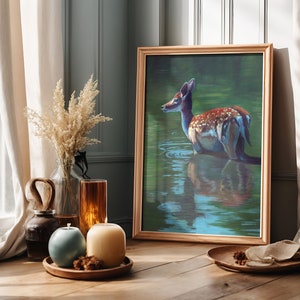 Fawn Art Print Bebê Deer Print Fawn Wall Art Bebê Deer Art Fawn Pintura Arte de cervo Arte de cervo Impressão de arte de parede de cervo Decoração de cervo Fawn Nursery
