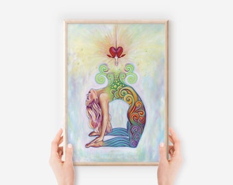 Yoga Art Print Yoga Print Spiritual Art Print Yoga Studio Art Chakra Art Goddess Art Divine Feminine Art Spiritual Gift Visionary Art Print