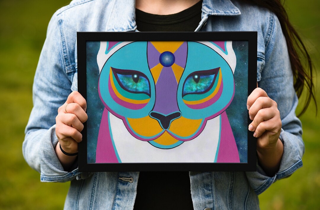 Celestial Cat Art Print Celestial Cat Cosmic Cat Print Cat Mom Gift ...
