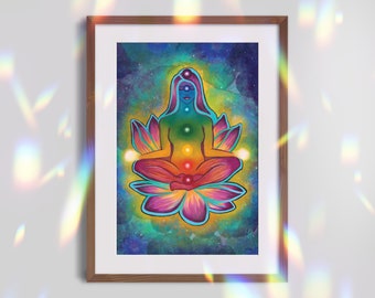 7 Chakras Print Seven Chakras Wall Art 7 Chakra Art Poster Chakra Goddess Art 7 Chakra Artwork Colourful Chakra Poster Chakras Print Chakra