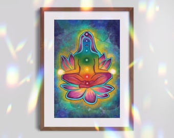 7 Chakras Print Seven Chakras Wall Art 7 Chakra Art Poster Chakra Goddess Art 7 Chakra Artwork Colourful Chakra Poster Chakras Print