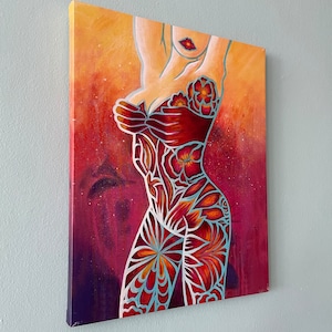 Canvas Print Floral Sensual Woman Wild Flower Woman Art Sexy Print Divine Feminine Print Giclee Print Feminine Art Wild Woman Art Sensual