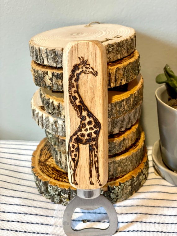 Coaster W/ BOTTLE OPENER - Giraffe - SET OF 2 Coaster W/ BOTTLE OPENER - Giraffe - SET OF 2