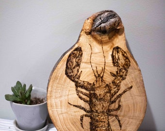 Wood Lobster Art- Wood Burning - Decor, House Decor, Rustic Decor, Beach Decor, Original Artwork, Custom Wood Burned, Wood Burned Art