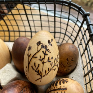 Easter eggs Easter decor Easter gift Set of 6 Hand burned Wooden eggs Easter Pyrography Artist Gift Home decor Gift image 10