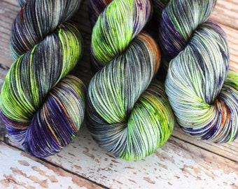 PREORDER - Witches Brew - Hand Dyed Yarn, Halloween, Speckled Yarn, Yarn with Speckles, Indie Dyed Yarn, DK Weight