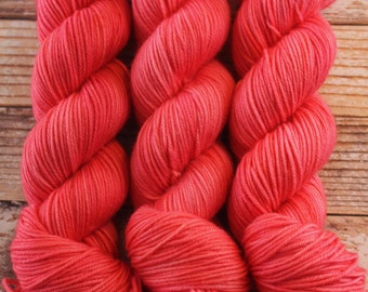 Amelia - Carmine - Hand Dyed Yarn - 100% Superwash Merino DK weight, Indie Dyed Yarn