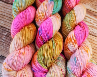 PREORDER - Barbie - Hand Dyed Yarn, Speckled Yarn, Yarn with Speckles, Indie Dyed Yarn, Sock Yarn, DK Weight Yarn