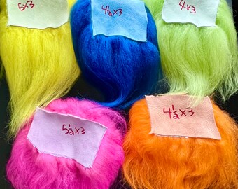 Troll Doll Hair Icelandic Wool 5 Piece Lot For Wig Replacement. Long Various Colors Wig Pieces.