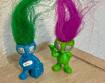 Potlood Topper Troll buitenaardse figuren. 2 Trollenlot.