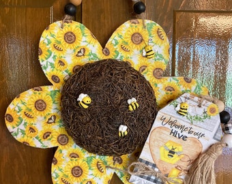Wooden Sunflower Door Hanger
