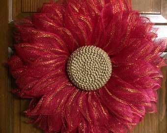 Dazzling Poinsettia Flower Wreath