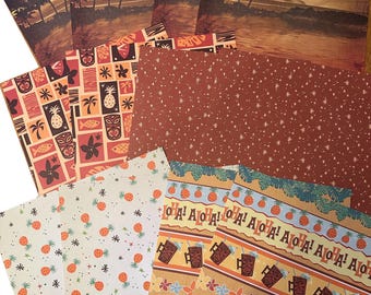 Lot of 12- Tropical Themed Scrapbook Papers