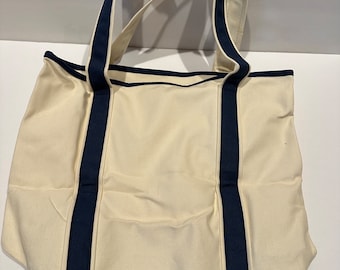 Back to Basics Canvas Tote. Cream & Navy