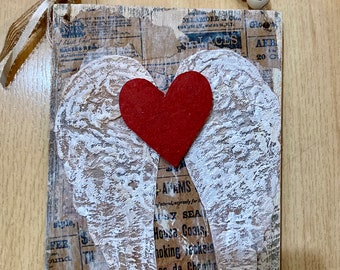 Reclaimed Barn Wood Angel Wings Valentine's Day Sign