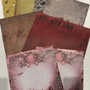 Bundle of Ten Sheets- 12 x 12 Rock N'Roll Graphic Scrapbook Papers