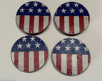 Set of 4 Handmade Patriotic Cement Coasters