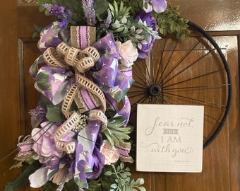 Fear Not, For I Am With You Floral Bicycle Wreath