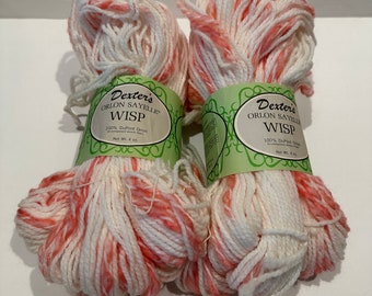 Lot of 2 Vintage Lee Ward's Dexter's Orlon Sayelle Wisp Yarn Pink/White