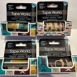 SandyLion Tape Works. 4 pacotes de fita decorativa com design de bigode.