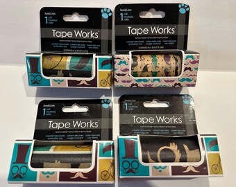 Mustache Washi Tape Bundle: SandyLion Accent Tape, 4 Rolls
