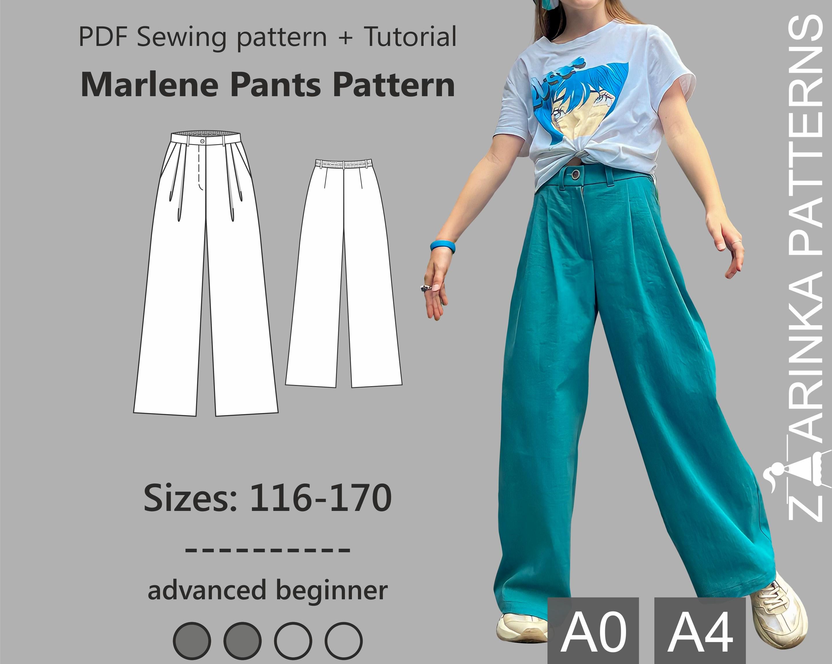 Marlene Pants Pattern for Girls // High-waisted Double